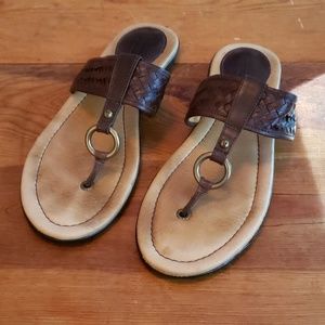 Frye Brown Woven Leather Sandals